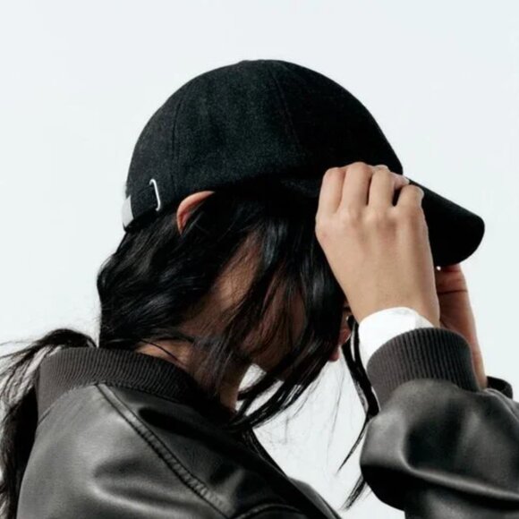 NWT ZARA FELT TEXTURE HAT ANTHRACITE GRAY